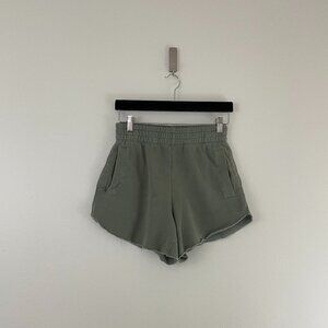 Aerie On My Way High Waisted Lounge Green Sweat Shorts Size XS